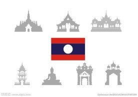 老挝标志建筑轮廓矢量图