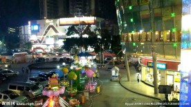 城市小广场夜景 延时摄影