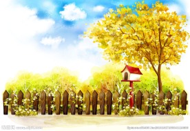 梦幻秋季风景背景