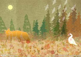 卡通唯美树木动物背景