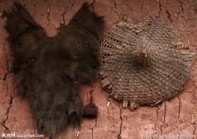 土墙 斗笠和蓑衣