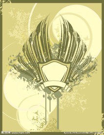 盾牌墨迹花藤