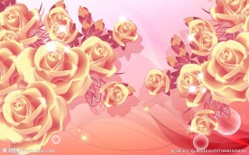 火红玫瑰花现代背景墙