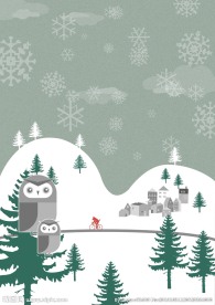 卡通户外雪景素材背景