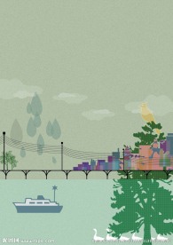 卡通桥梁河流背景