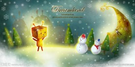 卡通唯美梦幻雪人素材背景