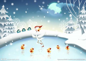 卡通雪景人物素材背景