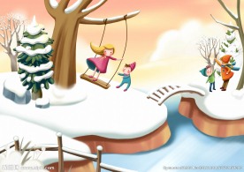 卡通冬季雪景素材