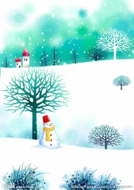 卡通雪景雪人素材