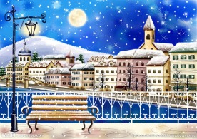 卡通雪景建筑素材