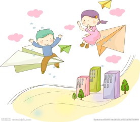 天空上纸飞机人物素材