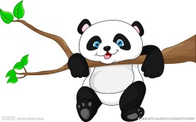 掉在树枝上的熊猫