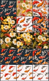 高质量锦鲤  鲤鱼戏水矢量素材