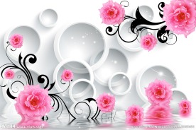 3D玫瑰花藤电视背景墙