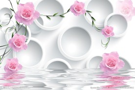3D玫瑰藤蔓电视背景墙