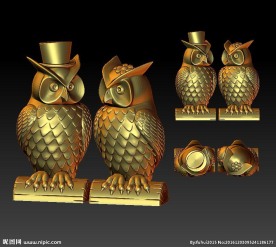 猫头鹰夫妻3D立体模型