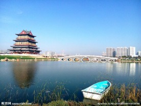 城市 榆林 倒影 高楼 古楼