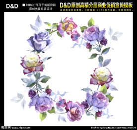 水彩 仿古玫瑰花