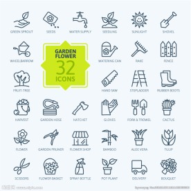 矢量线性园艺种植图标ICON