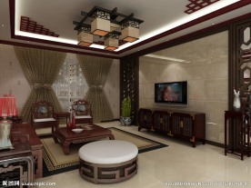 新中式客厅效果图