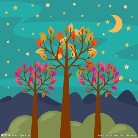 夜晚插画矢量图