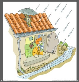 落水的房子矢量