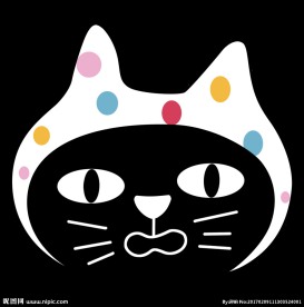 猫咪 表情 带帽子的猫 黑猫