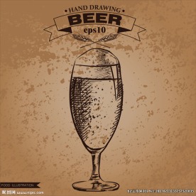 矢量手绘啤酒