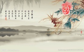 赏牡丹中式背景墙