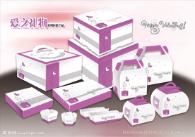 爱的礼物蛋糕盒 内有平面展开图