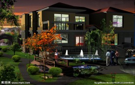 别墅建筑景观效果图