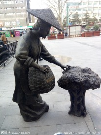 采茶姑娘  铜制雕塑