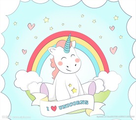 卡通白色独角兽矢量素材