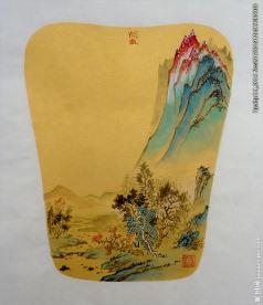 金碧山水扇面