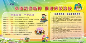 依法治校 学校 法治精神 展板
