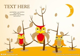 卡通猫头鹰树林背景