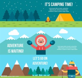 3款扁平化野营banner矢量