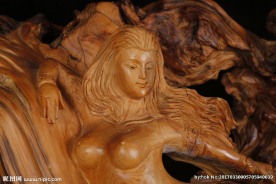 崖柏根雕美人鱼细节