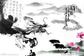中国风山水水墨画