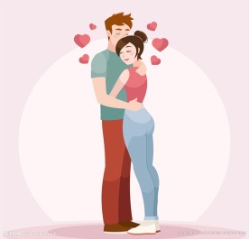 卡通拥抱的情侣矢量素材