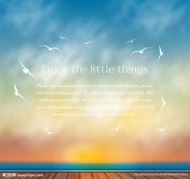 海边的日落风景矢量素材