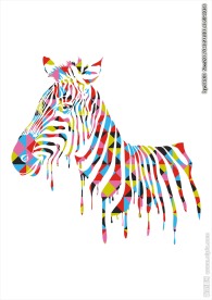七彩斑马剪影图案