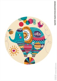 可爱卡通大象图案