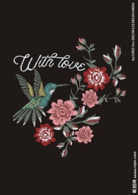 绣花矢量图下载玫瑰花鸟素材