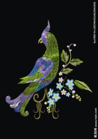 花鸟绣花素材花鸟矢量图下载