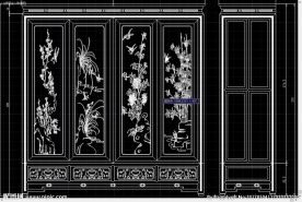 中式古典家具  梅兰菊竹大衣柜