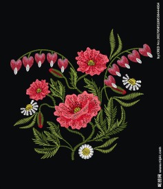 花朵花卉矢量图花卉绣花图案下载