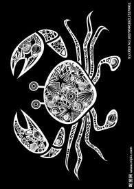 手绘螃蟹花纹矢量图下载