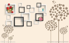 3D方框蒲公英背景