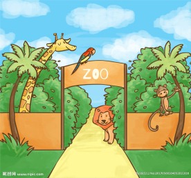 彩绘动物园大门插画矢量素材